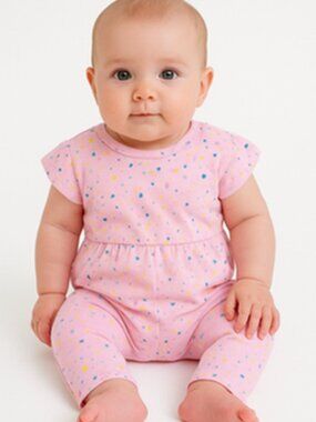 Open Edit Nordstrom Baby Clothes Romper 3 Months Pink Opal Terrazzo NEW